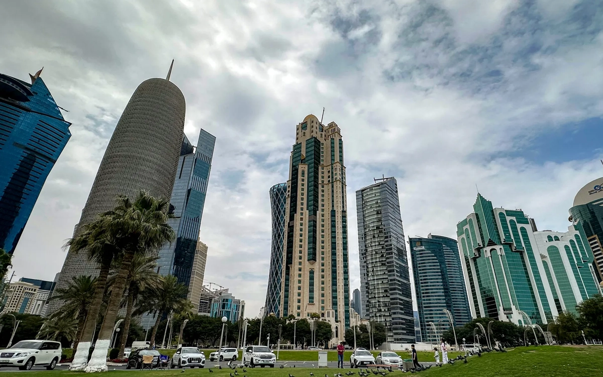 The Doha skyline in Qatar