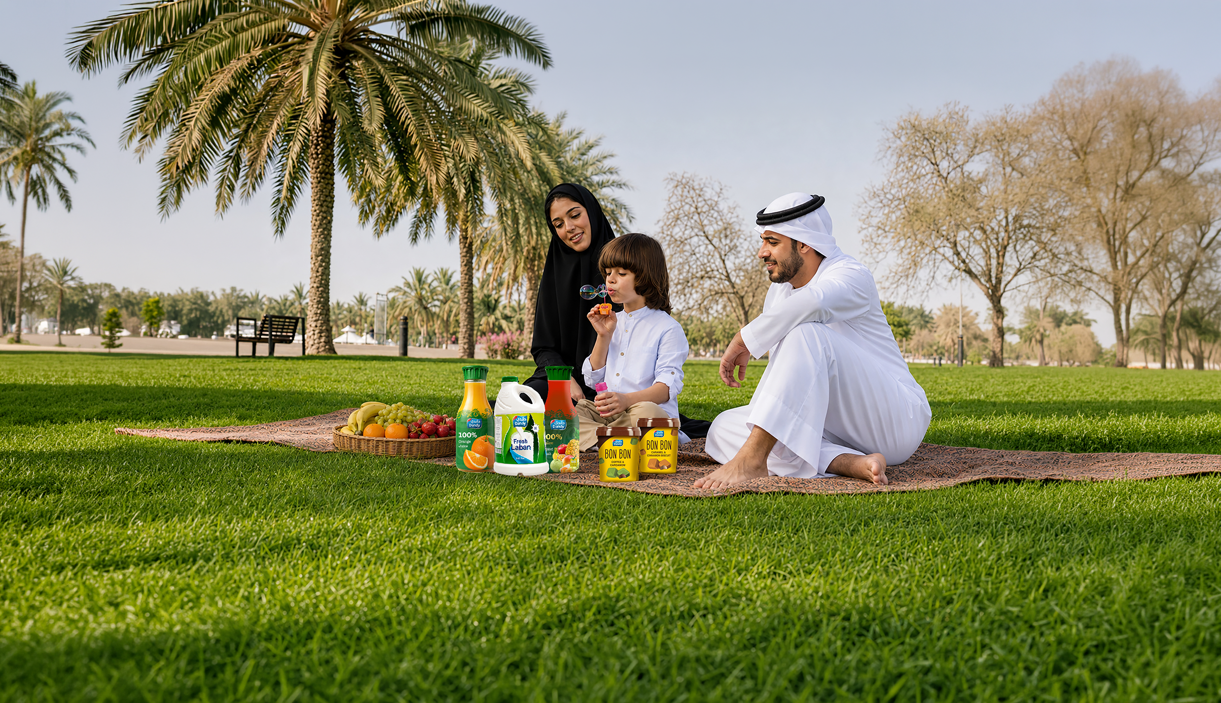 A family sharing breakfast with Dandy products